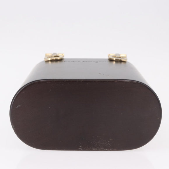 Salvatore Ferragamo Gancini Hand Bag Wood Brown Gold Auth 191507V