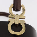 Salvatore Ferragamo Gancini Hand Bag Wood Brown Gold Auth 191507V-17