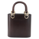 Salvatore Ferragamo Gancini Hand Bag Wood Brown Gold Auth 191507V-2