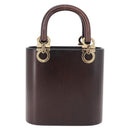 Salvatore Ferragamo Gancini Hand Bag Wood Brown Gold Auth 191507V-3