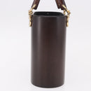 Salvatore Ferragamo Gancini Hand Bag Wood Brown Gold Auth 191507V-4