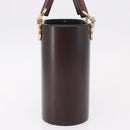 Salvatore Ferragamo Gancini Hand Bag Wood Brown Gold Auth 191507V-5