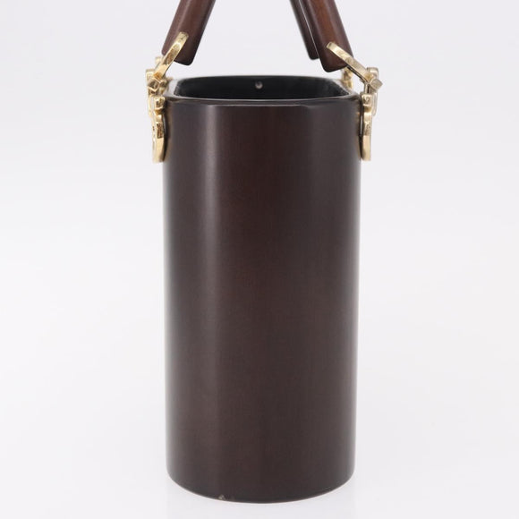 Salvatore Ferragamo Gancini Hand Bag Wood Brown Gold Auth 191507V