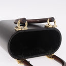 Salvatore Ferragamo Gancini Hand Bag Wood Brown Gold Auth 191507V-6