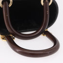 Salvatore Ferragamo Gancini Hand Bag Wood Brown Gold Auth 191507V-7
