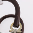 Salvatore Ferragamo Gancini Hand Bag Wood Brown Gold Auth 191507V-9