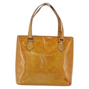 LOUIS VUITTON Monogram Vernis Houston Hand Bag Beige M91004 LV Auth 191516-2