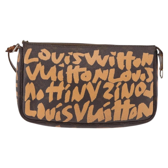 LOUIS VUITTON Monogram Graffiti Pochette Accessoires Orange M92193 Auth 191523