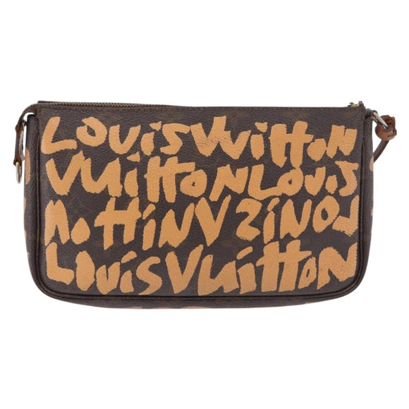 LOUIS VUITTON Monogram Graffiti Pochette Accessoires Orange M92193 Auth 191523