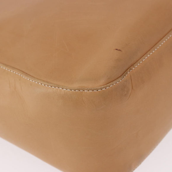Salvatore Ferragamo Gancini Tote Bag Leather Beige Silver Auth 191526
