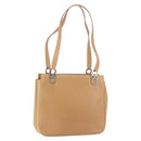 Salvatore Ferragamo Gancini Tote Bag Leather Beige Silver Auth 191526-1
