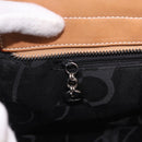 Salvatore Ferragamo Gancini Tote Bag Leather Beige Silver Auth 191526-21