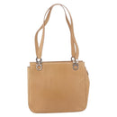 Salvatore Ferragamo Gancini Tote Bag Leather Beige Silver Auth 191526-13