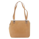 Salvatore Ferragamo Gancini Tote Bag Leather Beige Silver Auth 191526-2