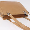 Salvatore Ferragamo Gancini Tote Bag Leather Beige Silver Auth 191526-8