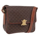 CELINE Macadam Shoulder Bag PVC Leather Brown Gold Auth 191530-1
