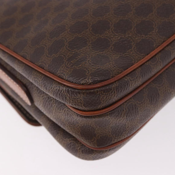 CELINE Macadam Shoulder Bag PVC Leather Brown Gold Auth 191530