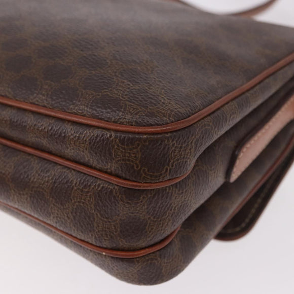 CELINE Macadam Shoulder Bag PVC Leather Brown Gold Auth 191530