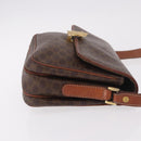 CELINE Macadam Shoulder Bag PVC Leather Brown Gold Auth 191530-3
