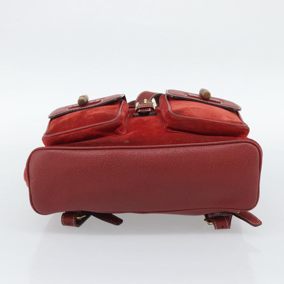GUCCI Bamboo Backpack Suede Red Gold 003 2058 0016 Auth 191533