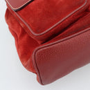 GUCCI Bamboo Backpack Suede Red Gold 003 2058 0016 Auth 191533-16
