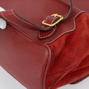 GUCCI Bamboo Backpack Suede Red Gold 003 2058 0016 Auth 191533-17