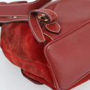 GUCCI Bamboo Backpack Suede Red Gold 003 2058 0016 Auth 191533-10