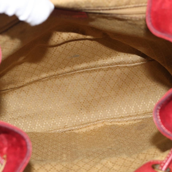 GUCCI Bamboo Backpack Suede Red Gold 003 2058 0016 Auth 191533