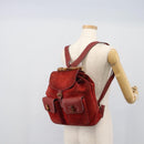 GUCCI Bamboo Backpack Suede Red Gold 003 2058 0016 Auth 191533-25