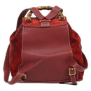 GUCCI Bamboo Backpack Suede Red Gold 003 2058 0016 Auth 191533-2