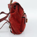GUCCI Bamboo Backpack Suede Red Gold 003 2058 0016 Auth 191533-3