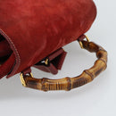GUCCI Bamboo Backpack Suede Red Gold 003 2058 0016 Auth 191533-7