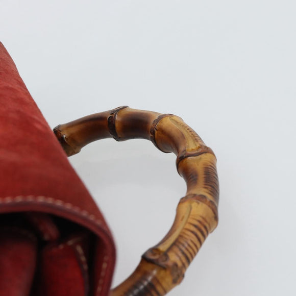 GUCCI Bamboo Backpack Suede Red Gold 003 2058 0016 Auth 191533