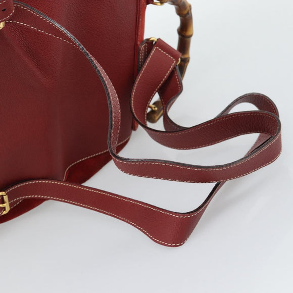 GUCCI Bamboo Backpack Suede Red Gold 003 2058 0016 Auth 191533