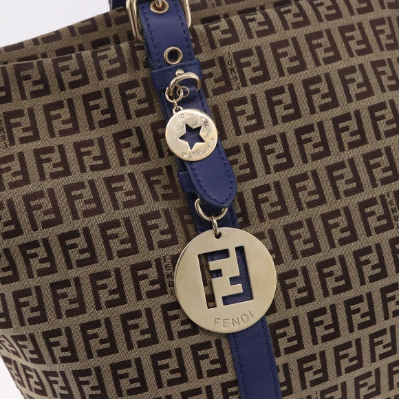 FENDI Zucchino Canvas Tote Bag Beige Gold 8BH215 Auth 191534