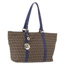 FENDI Zucchino Canvas Tote Bag Beige Gold 8BH215 Auth 191534-1