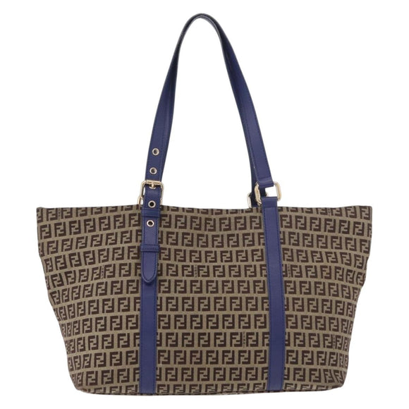 FENDI Zucchino Canvas Tote Bag Beige Gold 8BH215 Auth 191534