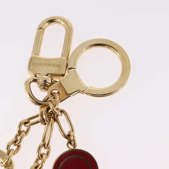LOUIS VUITTON Porte Cles Kaduna Key Holder Gold Tone Red M60074 LV Auth 191539M