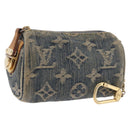 LOUIS VUITTON Monogram Denim Trousse Speedy PM Pouch Blue M95082 LV Auth 191540-1