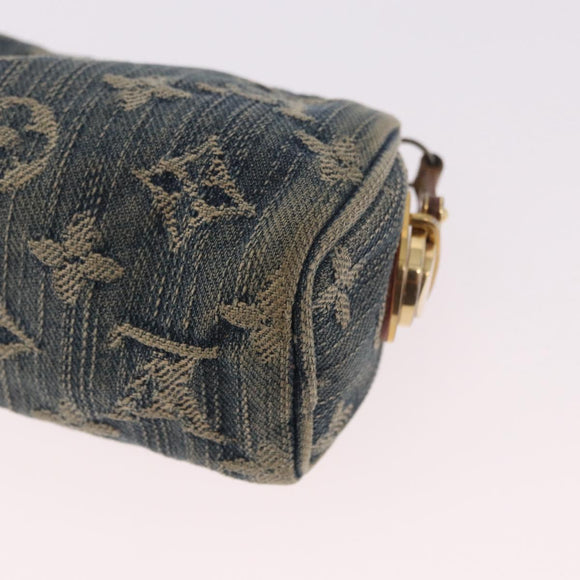 LOUIS VUITTON Monogram Denim Trousse Speedy PM Pouch Blue M95082 LV Auth 191540