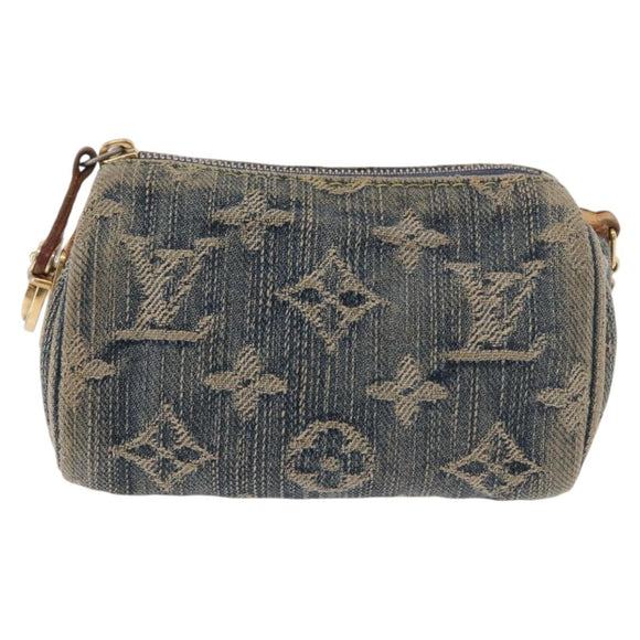 LOUIS VUITTON Monogram Denim Trousse Speedy PM Pouch Blue M95082 LV Auth 191540