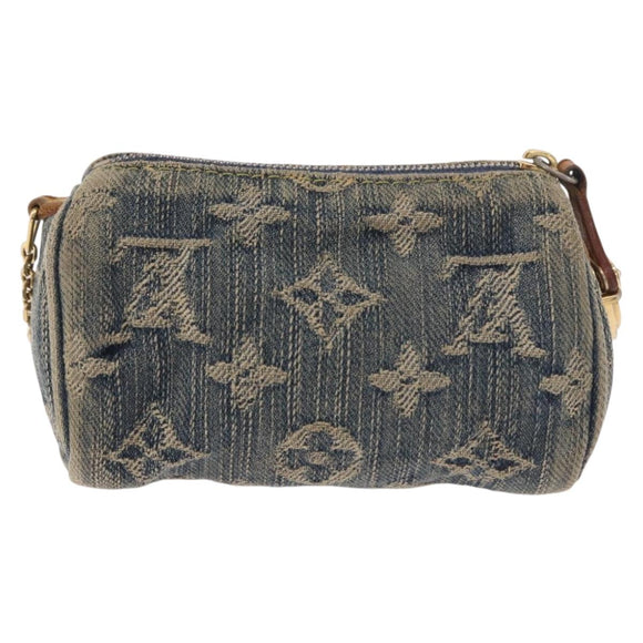 LOUIS VUITTON Monogram Denim Trousse Speedy PM Pouch Blue M95082 LV Auth 191540