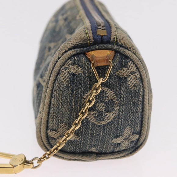 LOUIS VUITTON Monogram Denim Trousse Speedy PM Pouch Blue M95082 LV Auth 191540