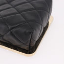 CHANEL Matelasse Chain Shoulder Bag Lamb Skin Black Gold CC Auth 191542SM-10