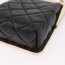 CHANEL Matelasse Chain Shoulder Bag Lamb Skin Black Gold CC Auth 191542SM-11