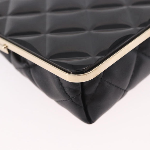 CHANEL Matelasse Chain Shoulder Bag Lamb Skin Black Gold CC Auth 191542SM
