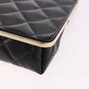 CHANEL Matelasse Chain Shoulder Bag Lamb Skin Black Gold CC Auth 191542SM-13