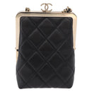 CHANEL Matelasse Chain Shoulder Bag Lamb Skin Black Gold CC Auth 191542SM-2