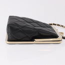 CHANEL Matelasse Chain Shoulder Bag Lamb Skin Black Gold CC Auth 191542SM-4