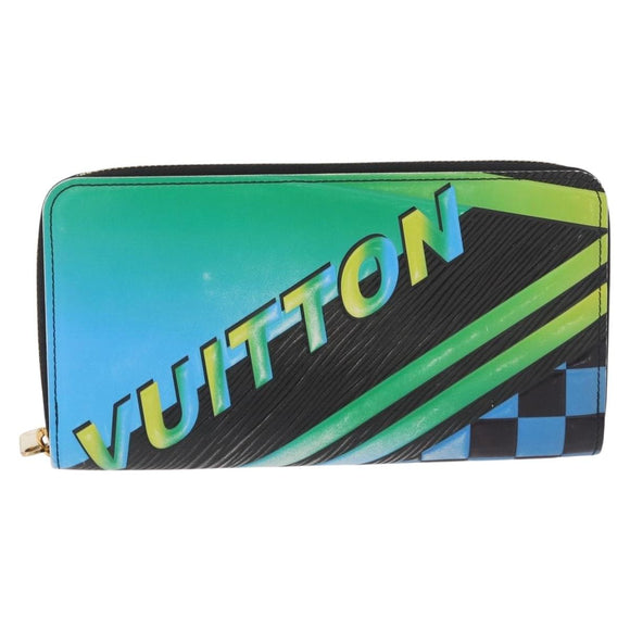 LOUIS VUITTON Epilase Zippy Wallet Long Wallet Blue Black M62268 LV Auth 191544M